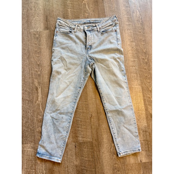 Old Navy Denim - Old Navy OG Straight High Rise Light Wash Button Fly Extra Stretch Jeans Mens 14